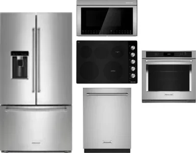 5 Piece Package Includes Refrigerator, Cooktop, Wall Oven, Microwave And Dishwasher