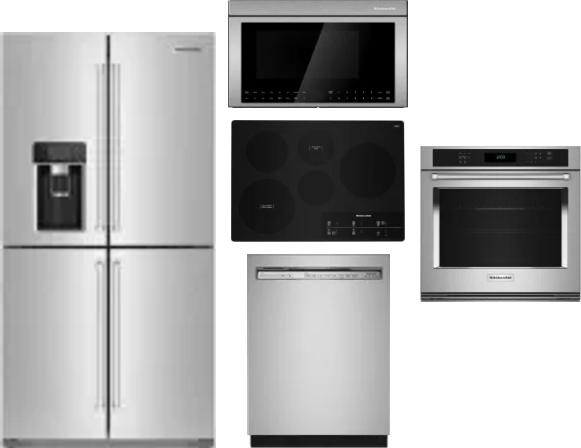 5 Piece Package Includes Refrigerator, Cooktop, Wall Oven, Microwave And Dishwasher