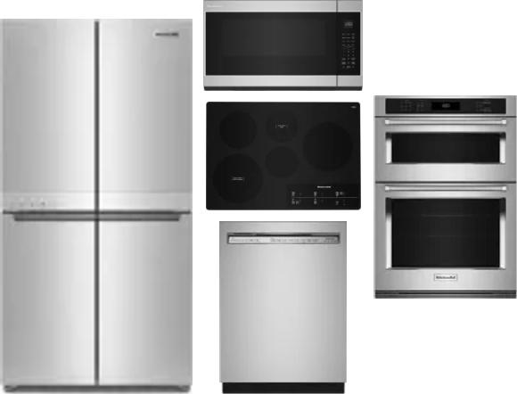 5 Piece Package Includes Refrigerator, Cooktop, Wall Oven, Microwave And Dishwasher