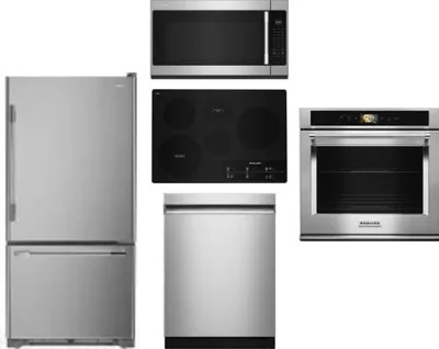 5 Piece Package Includes Refrigerator, Cooktop, Wall Oven, Microwave And Dishwasher