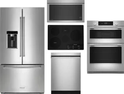 5 Piece Package Includes Refrigerator, Cooktop, Wall Oven, Microwave And Dishwasher