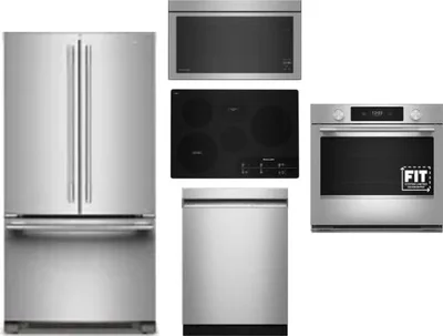 5 Piece Package Includes Refrigerator, Cooktop, Wall Oven, Microwave And Dishwasher