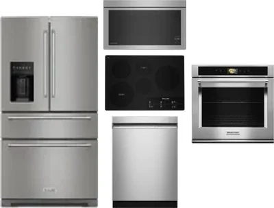 5 Piece Package Includes Refrigerator, Cooktop, Wall Oven, Microwave And Dishwasher