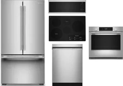 5 Piece Package Includes Refrigerator, Cooktop, Wall Oven, Microwave And Dishwasher
