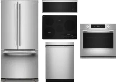 5 Piece Package Includes Refrigerator, Cooktop, Wall Oven, Microwave And Dishwasher