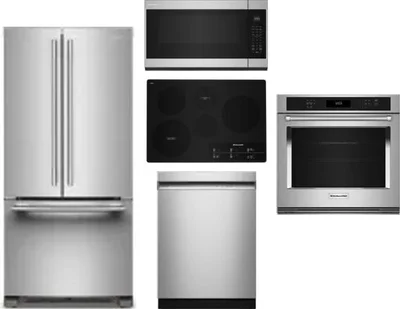 5 Piece Package Includes Refrigerator, Cooktop, Wall Oven, Microwave And Dishwasher