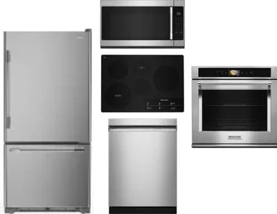 5 Piece Package Includes Refrigerator, Cooktop, Wall Oven, Microwave And Dishwasher