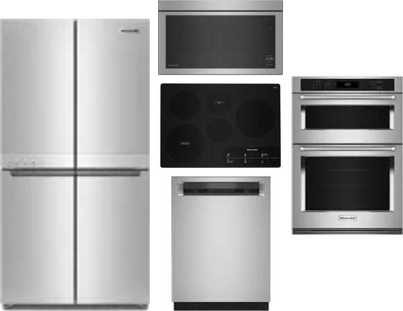 5 Piece Package Includes Refrigerator, Cooktop, Wall Oven, Microwave And Dishwasher