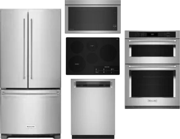 5 Piece Package Includes Refrigerator, Cooktop, Wall Oven, Microwave And Dishwasher