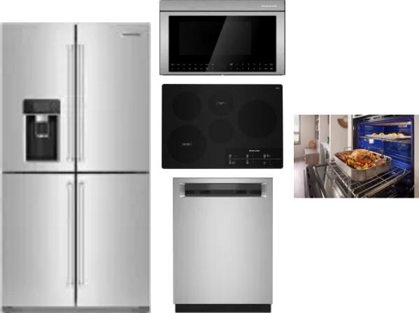 5 Piece Package Includes Refrigerator, Cooktop, Wall Oven, Microwave And Dishwasher