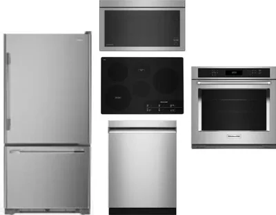 5 Piece Package Includes Refrigerator, Cooktop, Wall Oven, Microwave And Dishwasher