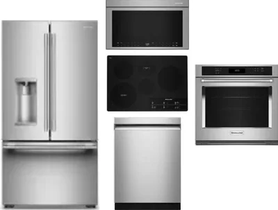 5 Piece Package Includes Refrigerator, Cooktop, Wall Oven, Microwave And Dishwasher