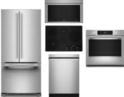 5 Piece Package Includes Refrigerator, Cooktop, Wall Oven, Microwave And Dishwasher