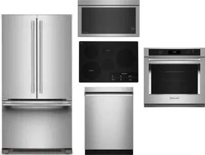 5 Piece Package Includes Refrigerator, Cooktop, Wall Oven, Microwave And Dishwasher