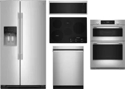 5 Piece Package Includes Refrigerator, Cooktop, Wall Oven, Microwave And Dishwasher