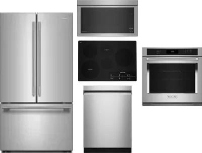 5 Piece Package Includes Refrigerator, Cooktop, Wall Oven, Microwave And Dishwasher