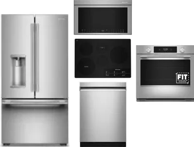5 Piece Package Includes Refrigerator, Cooktop, Wall Oven, Microwave And Dishwasher