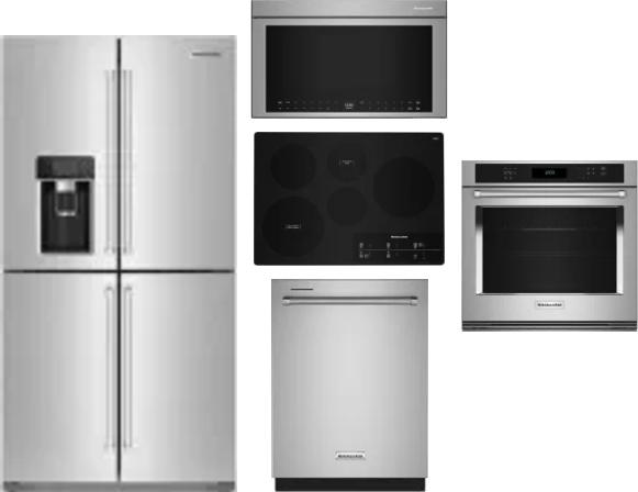 5 Piece Package Includes Refrigerator, Cooktop, Wall Oven, Microwave And Dishwasher