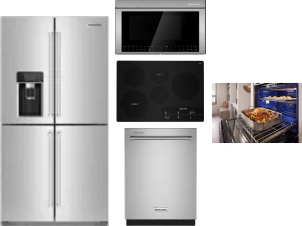 5 Piece Package Includes Refrigerator, Cooktop, Wall Oven, Microwave And Dishwasher