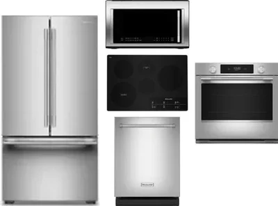 5 Piece Package Includes Refrigerator, Cooktop, Wall Oven, Microwave And Dishwasher