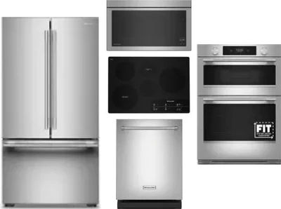 5 Piece Package Includes Refrigerator, Cooktop, Wall Oven, Microwave And Dishwasher