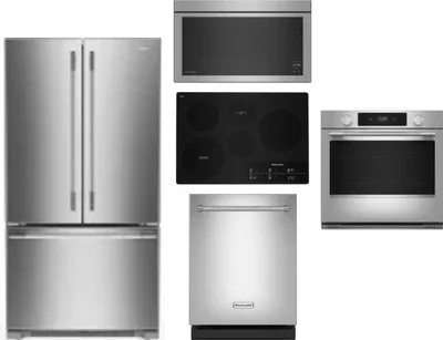 5 Piece Package Includes Refrigerator, Cooktop, Wall Oven, Microwave And Dishwasher