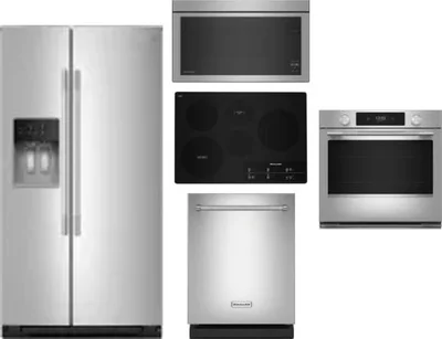 5 Piece Package Includes Refrigerator, Cooktop, Wall Oven, Microwave And Dishwasher