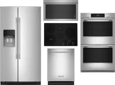 5 Piece Package Includes Refrigerator, Cooktop, Wall Oven, Microwave And Dishwasher