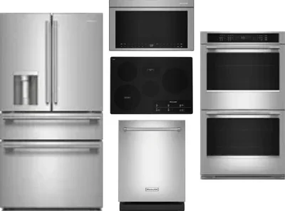 5 Piece Package Includes Refrigerator, Cooktop, Wall Oven, Microwave And Dishwasher