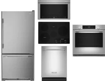 5 Piece Package Includes Refrigerator, Cooktop, Wall Oven, Microwave And Dishwasher