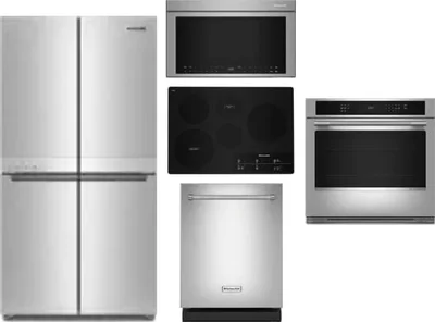 5 Piece Package Includes Refrigerator, Cooktop, Wall Oven, Microwave And Dishwasher