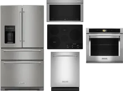 5 Piece Package Includes Refrigerator, Cooktop, Wall Oven, Microwave And Dishwasher