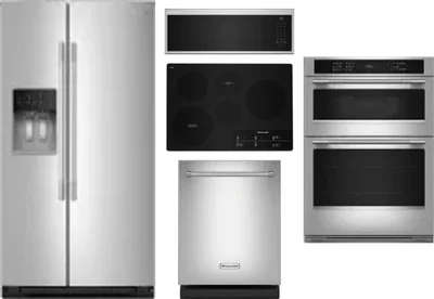 5 Piece Package Includes Refrigerator, Cooktop, Wall Oven, Microwave And Dishwasher