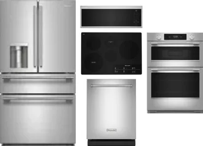 5 Piece Package Includes Refrigerator, Cooktop, Wall Oven, Microwave And Dishwasher