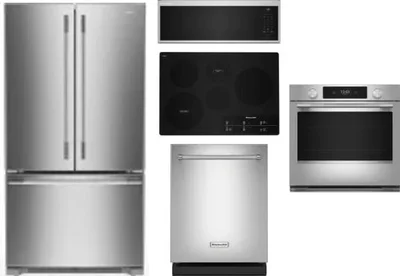 5 Piece Package Includes Refrigerator, Cooktop, Wall Oven, Microwave And Dishwasher