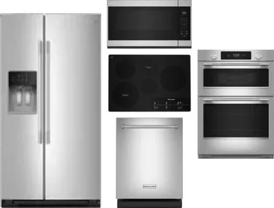 5 Piece Package Includes Refrigerator, Cooktop, Wall Oven, Microwave And Dishwasher