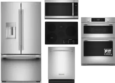 5 Piece Package Includes Refrigerator, Cooktop, Wall Oven, Microwave And Dishwasher