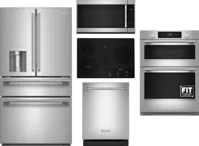 5 Piece Package Includes Refrigerator, Cooktop, Wall Oven, Microwave And Dishwasher