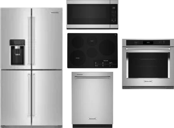 5 Piece Package Includes Refrigerator, Cooktop, Wall Oven, Microwave And Dishwasher