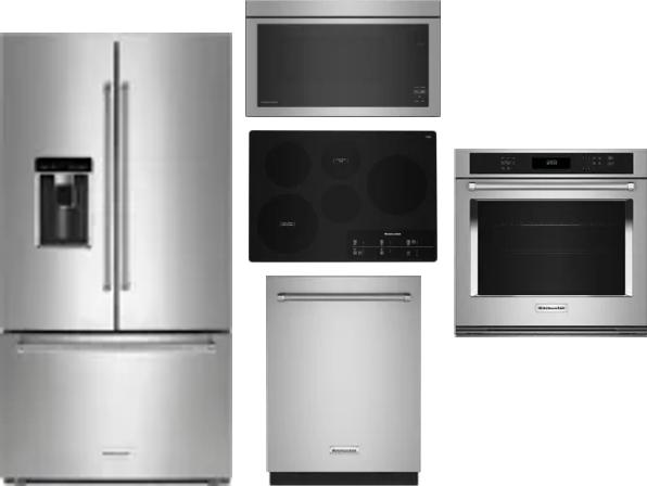 5 Piece Package Includes Refrigerator, Cooktop, Wall Oven, Microwave And Dishwasher