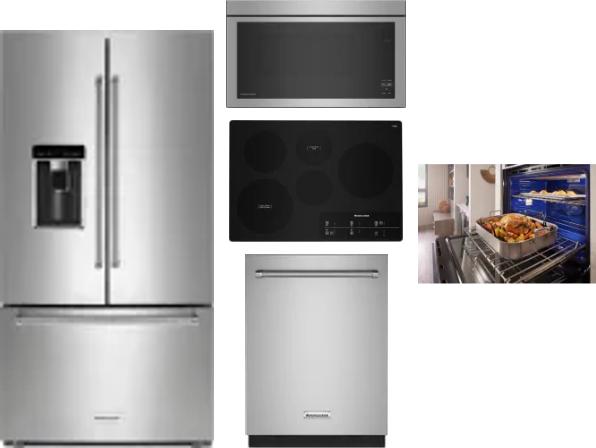 5 Piece Package Includes Refrigerator, Cooktop, Wall Oven, Microwave And Dishwasher