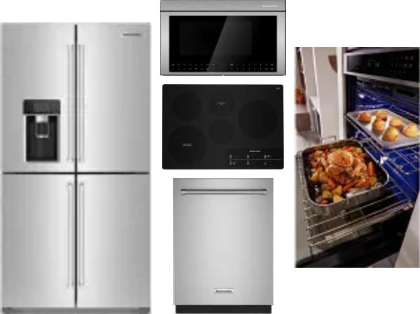 5 Piece Package Includes Refrigerator, Cooktop, Wall Oven, Microwave And Dishwasher