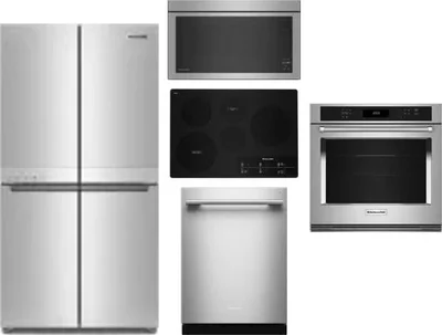 5 Piece Package Includes Refrigerator, Cooktop, Wall Oven, Microwave And Dishwasher