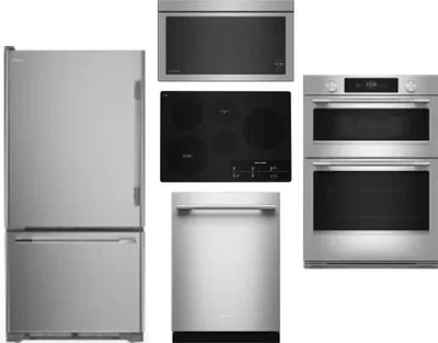 5 Piece Package Includes Refrigerator, Cooktop, Wall Oven, Microwave And Dishwasher