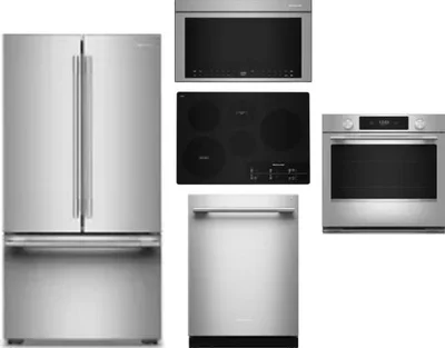 5 Piece Package Includes Refrigerator, Cooktop, Wall Oven, Microwave And Dishwasher