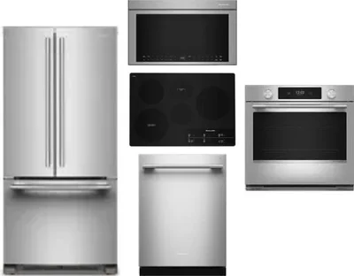 5 Piece Package Includes Refrigerator, Cooktop, Wall Oven, Microwave And Dishwasher
