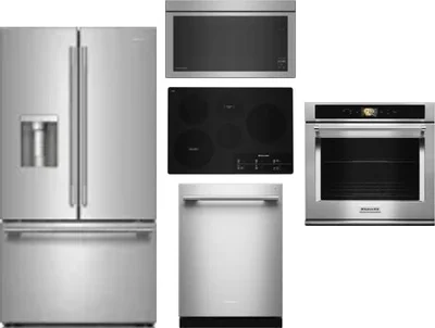 5 Piece Package Includes Refrigerator, Cooktop, Wall Oven, Microwave And Dishwasher