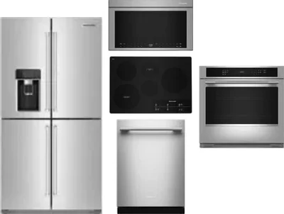 5 Piece Package Includes Refrigerator, Cooktop, Wall Oven, Microwave And Dishwasher