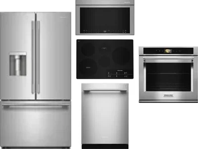 5 Piece Package Includes Refrigerator, Cooktop, Wall Oven, Microwave And Dishwasher