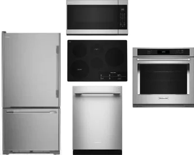 5 Piece Package Includes Refrigerator, Cooktop, Wall Oven, Microwave And Dishwasher